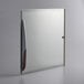 A white rectangular glass door with a brown handle.