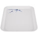 A white melamine tray with a blue bamboo design.