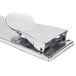 A silver metal San Jamar roll towel dispenser clip.