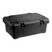 A black top-loading insulated food pan carrier designed to hold a 6-inch deep full-size pan.