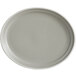 A white oval platter with a round rim.