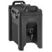 A black plastic CaterGator insulated beverage dispenser with a handle and tap.