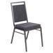 A Flash Furniture dark grey fabric banquet chair with a silver metal frame.