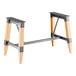 A standard height trestle table base with a bleached oak finish and metal supports, designed for 30" x 60" table tops.
