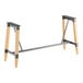 A bar height trestle table base with a bleached oak finish and metal supports, designed for 30" x 96" table tops.