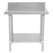 An Advance Tabco stainless steel work table with undershelf.