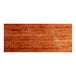 A rectangular solid wood bar height table top with a rustic mahogany finish.