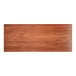 A rectangular wooden table top with a rustic mahogany finish.