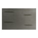 A rectangular solid wood table top with a slate gray finish and a live edge design.