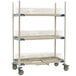 A MetroMax i mobile three tier tray drying rack with drip tray.