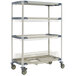 a metal cart with shelves