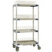 A white MetroMax i mobile four tier rack with wheels.