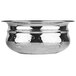 A silver World Tableware stainless steel bowl with a textured surface and a handle.