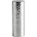 A silver cylindrical Libbey stainless steel salt shaker with a textured surface.