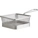 A square stainless steel Libbey fry presentation basket with a handle.