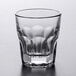 A close up of a Libbey Gibraltar Rocks glass with a small faceted rim.