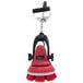 A red and black MotorScrubber M3L hand held floor scrubber with a circular brush attachment and handle.