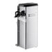 A silver Vitamix countertop mixer with a black lid.