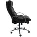 A Boss black leather office chair with chrome legs.