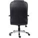 The back of a Boss Black LeatherPlus NTR Executive Chair with a chrome base.