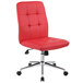 A red Boss Millennial modern home office chair with wheels and chrome legs.
