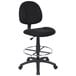 A Boss black armless drafting stool with a black seat and back on a chrome base.