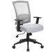 A Boss gray mesh office chair with black wheels and base.