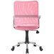 a pink office chair with a mesh back