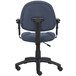 A Boss blue office chair with black wheels.