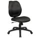 A Boss black mid-back armless office chair with wheels.