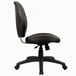 A Boss black mid-back armless office chair with wheels.