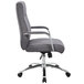 A Boss slate gray office chair with chrome legs and arms.