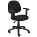 a black office chair with arms