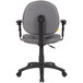 a grey office chair with a black wheel