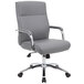 A Boss gray office chair with chrome arms and wheels.