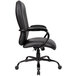 A black Boss office chair with arms and wheels.