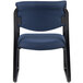 a blue chair with black frame