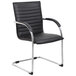 A Boss black vinyl ribbed side chair with chrome legs.