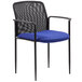 A blue and black Boss office chair with a mesh back.