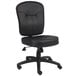 A Boss black leather office chair with wheels.