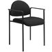 A Boss black stacking chair with black arms.