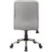 A taupe office chair with black wheels.