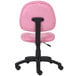 A Boss pink office chair with black wheels.