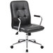 a black office chair with chrome legs