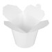 A white, 32 oz. microwavable paper take-out container with open flaps.