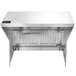 A stainless steel Halifax commercial kitchen hood over a counter.