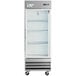 An Avantco glass door reach-in refrigerator.