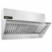 A stainless steel Halifax Low Proximity commercial kitchen backshelf hood system.