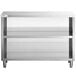 A Regency stainless steel dish cabinet with adjustable midshelf on a metal shelf.