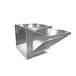 A large stainless steel metal box with a flap lid.